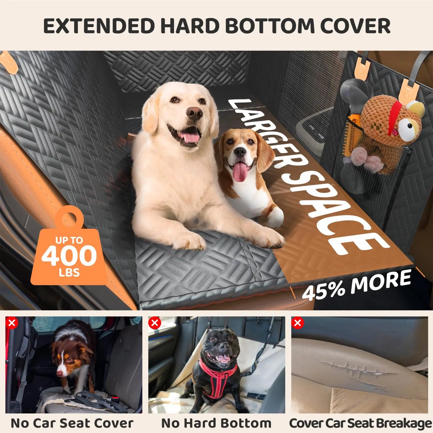 Rear Seat Dog Cover With Hard Bottom Extender Hammock