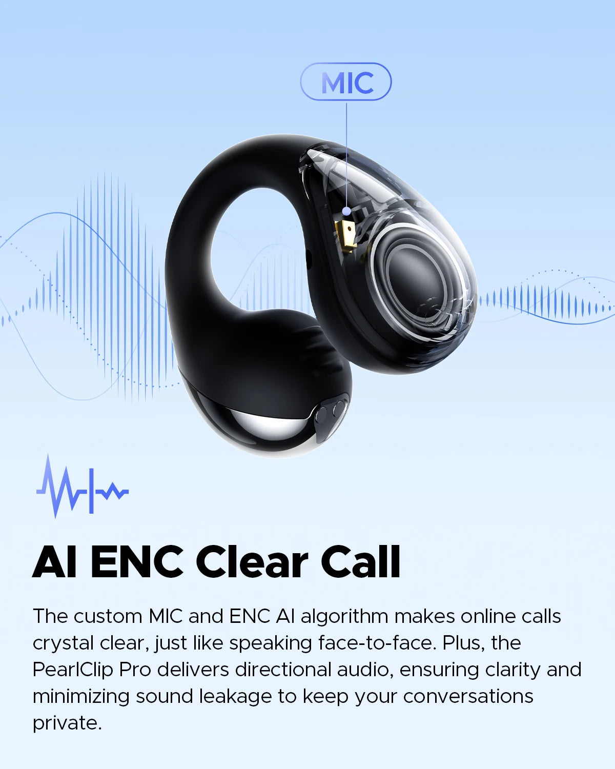 SoundPEATS PearlClip Pro Open Ear Bluetooth Earbuds With Mic
