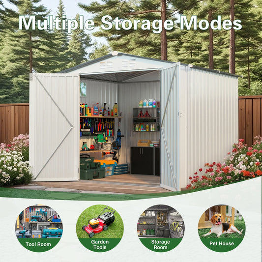 Susua Metal Outdoor Storage Shed With Lockable Door And Window