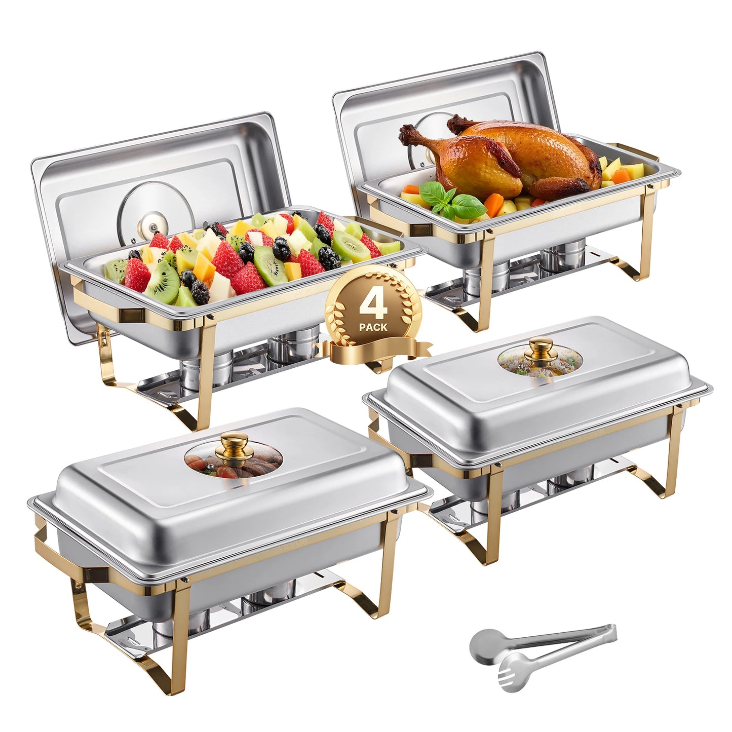 SSucceBuy 8 Qt 2 or 4 Pack Chafing Dish Buffet Set