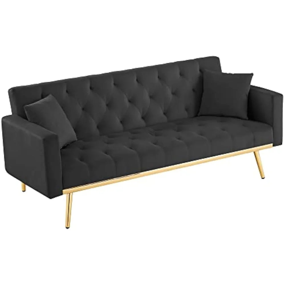 Convertible Futon Sofa Bed With Pillows Upholstered Sleeper