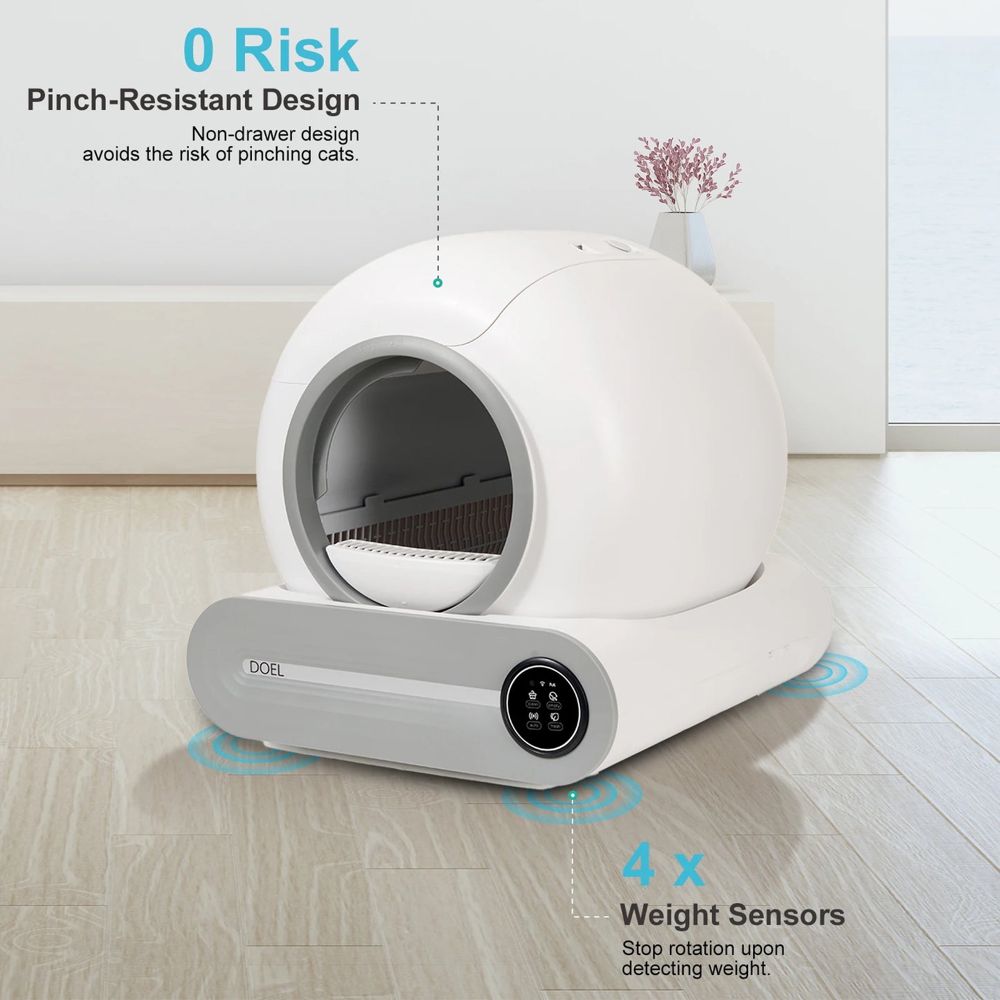 DOEL 65L Smart Self-Cleaning Cat Litter Box with App Control
