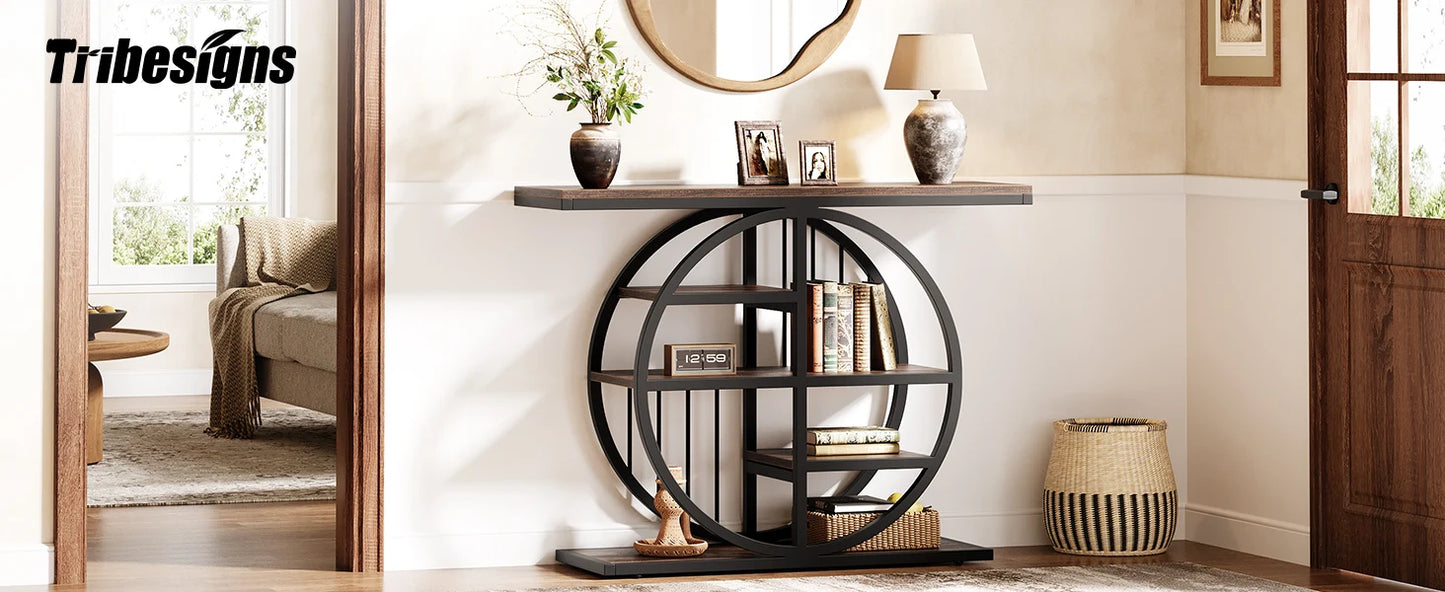Industrial Console Table For Narrow Entryway Hallway Thick Top