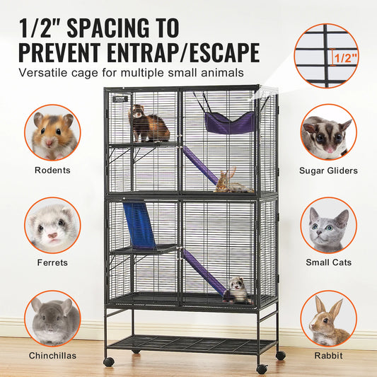 Rolling Metal Ferret Cage Four Tier Pet Enclosure Housing