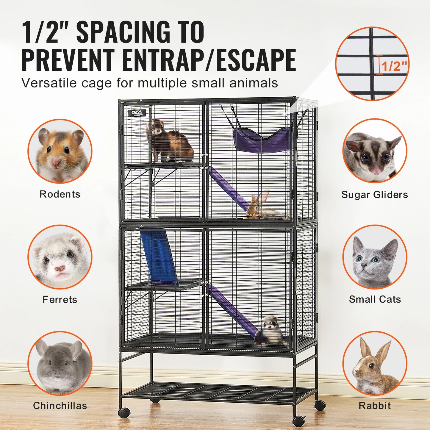 Rolling Metal Ferret Cage With Four Tier Critter Nation Habitat