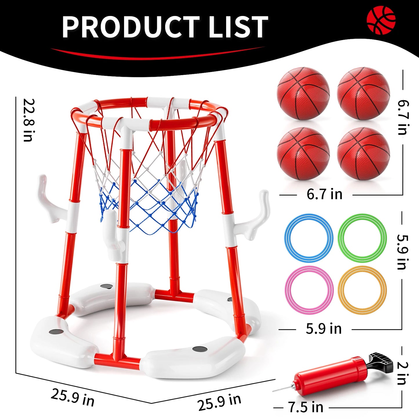 Floating Basketball Hoop for Summer Pool Fun