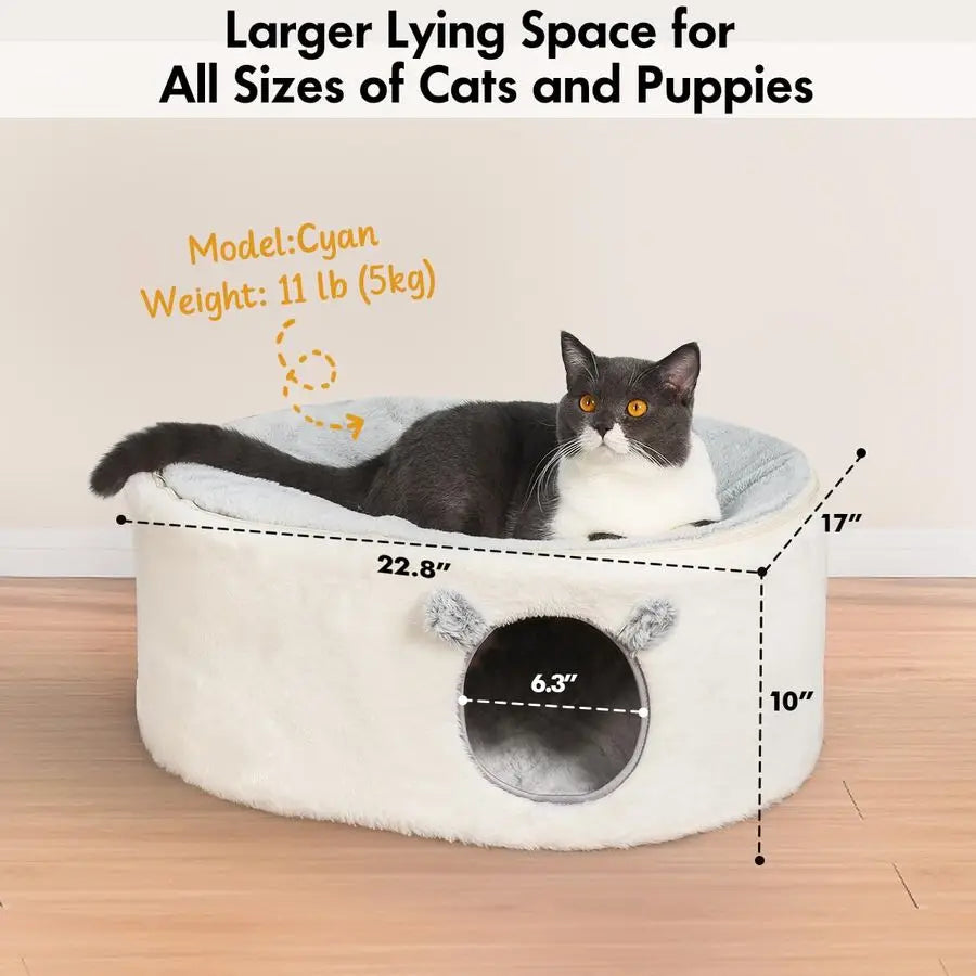 Cat Cave Bed With Hideaway Hammock And Removable Cover