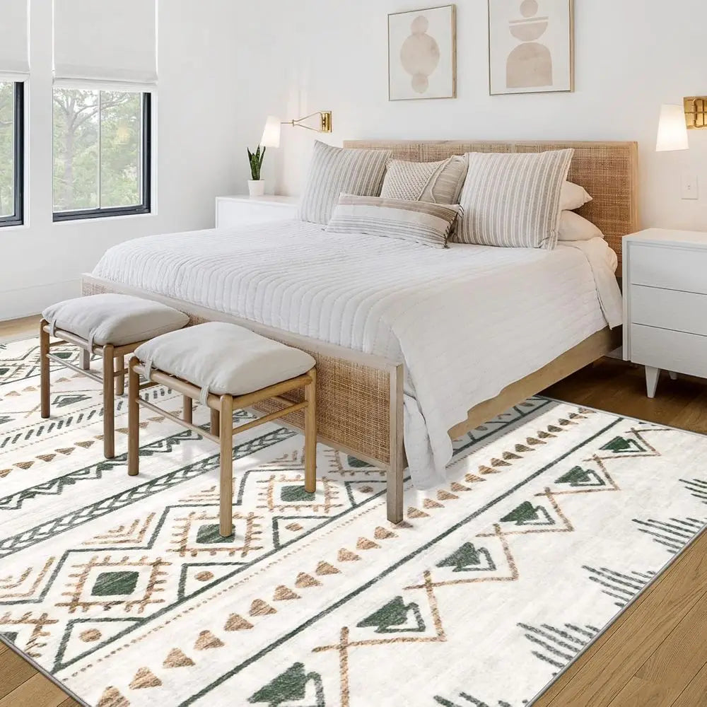 Geometric Bohemian Area Rug For Living Room Washable Non Slip