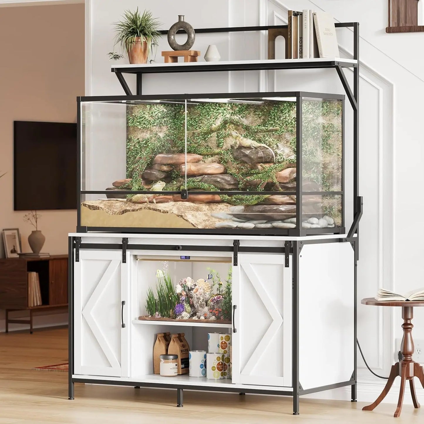 Heavy Duty Reptile Aquarium Stand With USB Power Outlet Terrarium