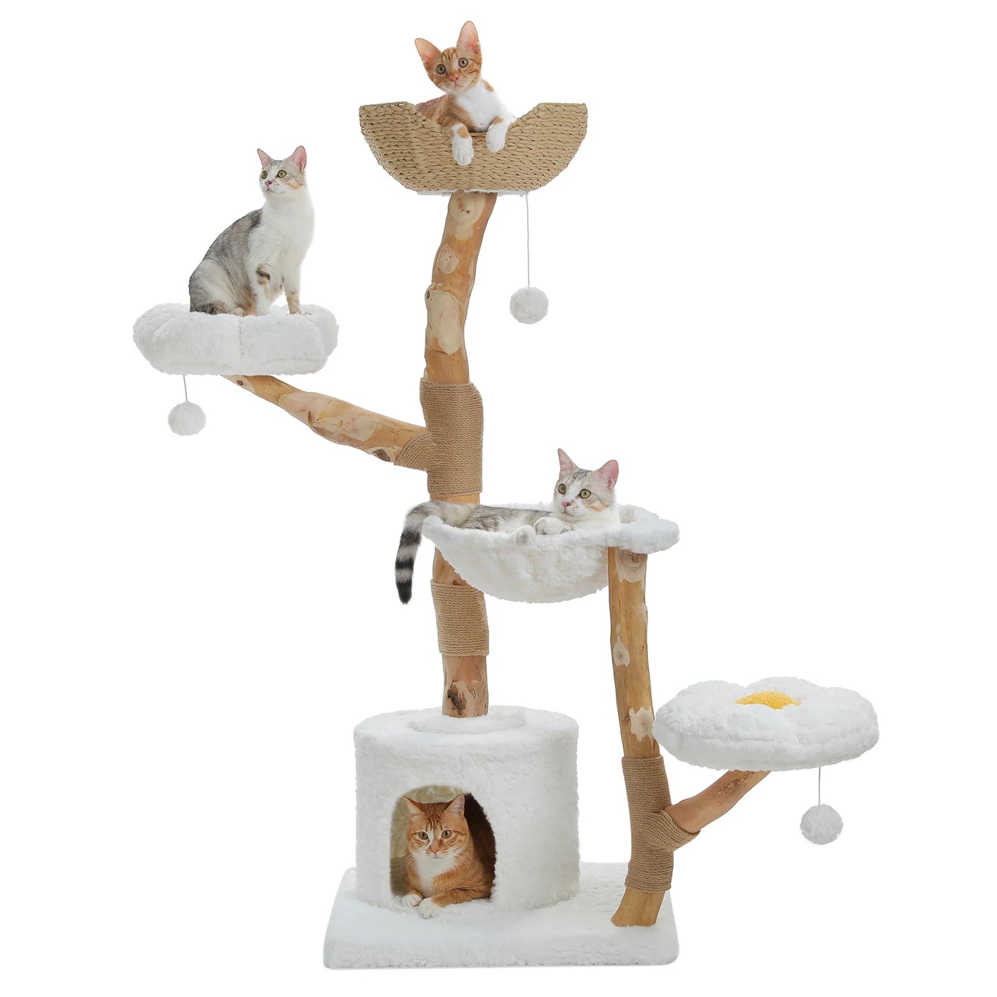 Cat Tree Tower With Sisal Scratching Post And Wicker Bed