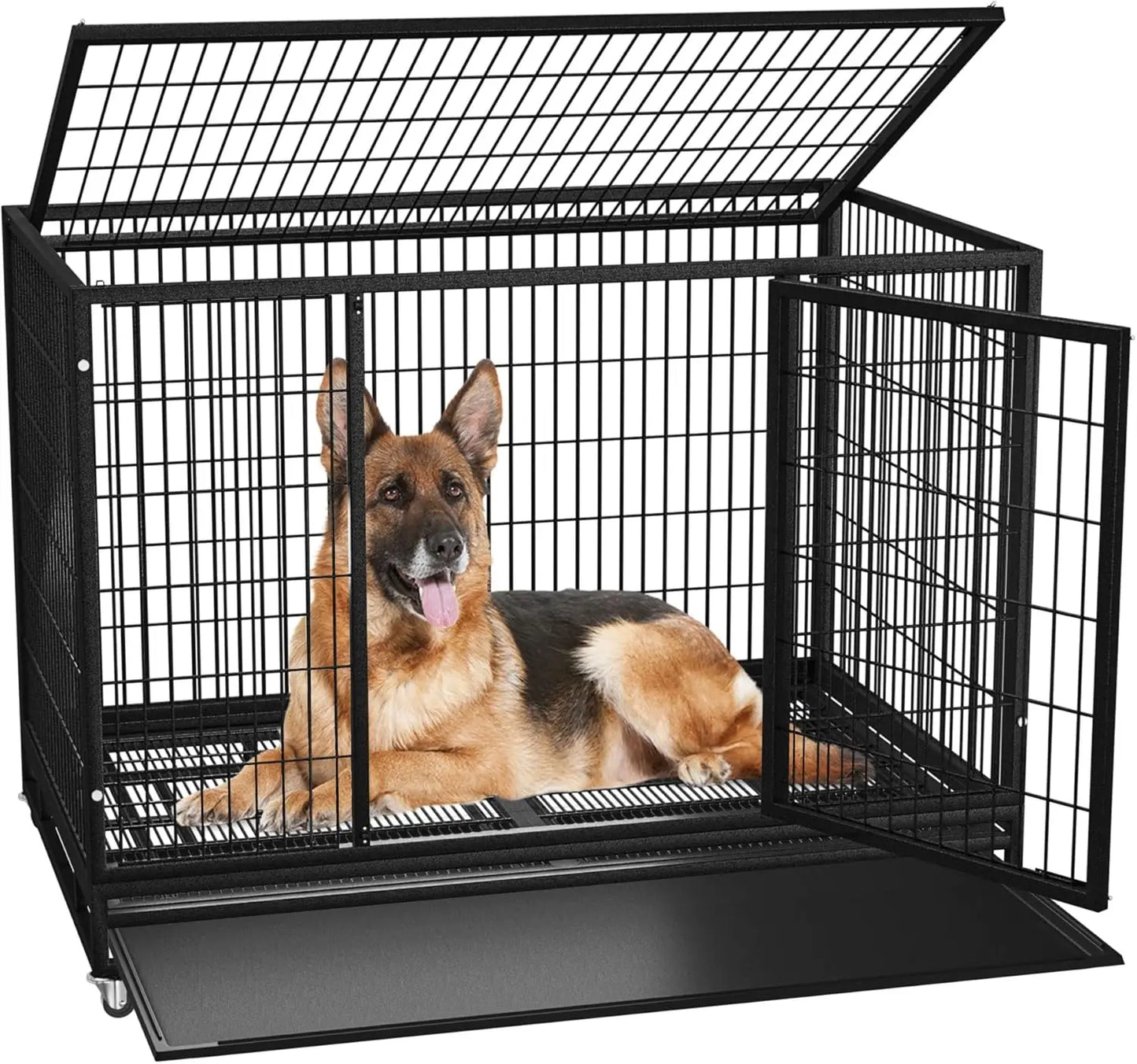 Heavy Duty Indestructible Dog Crate With Divider For Two