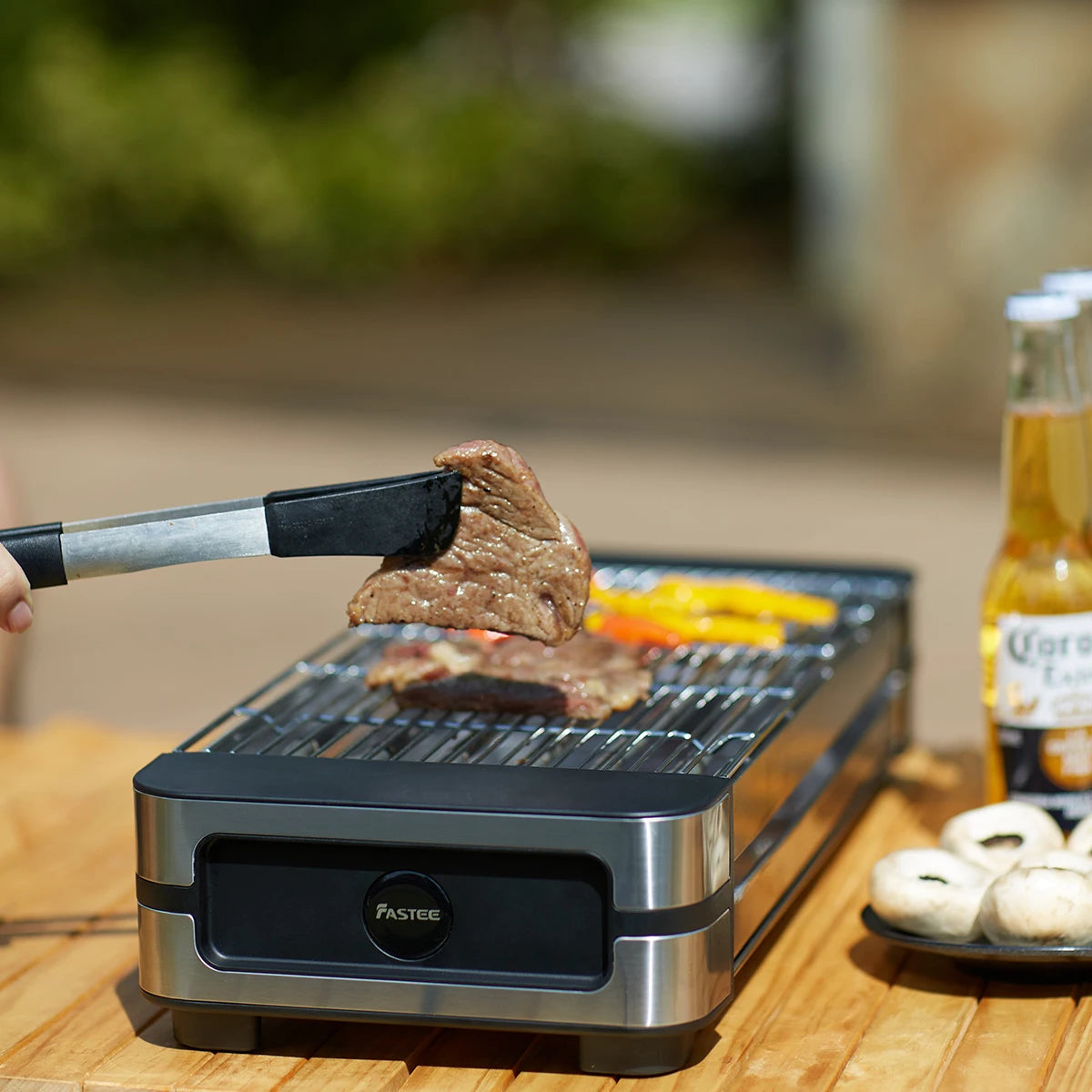 AMERZIS Stainless Steel Electric Grill With Temperature Control And Removable Surface