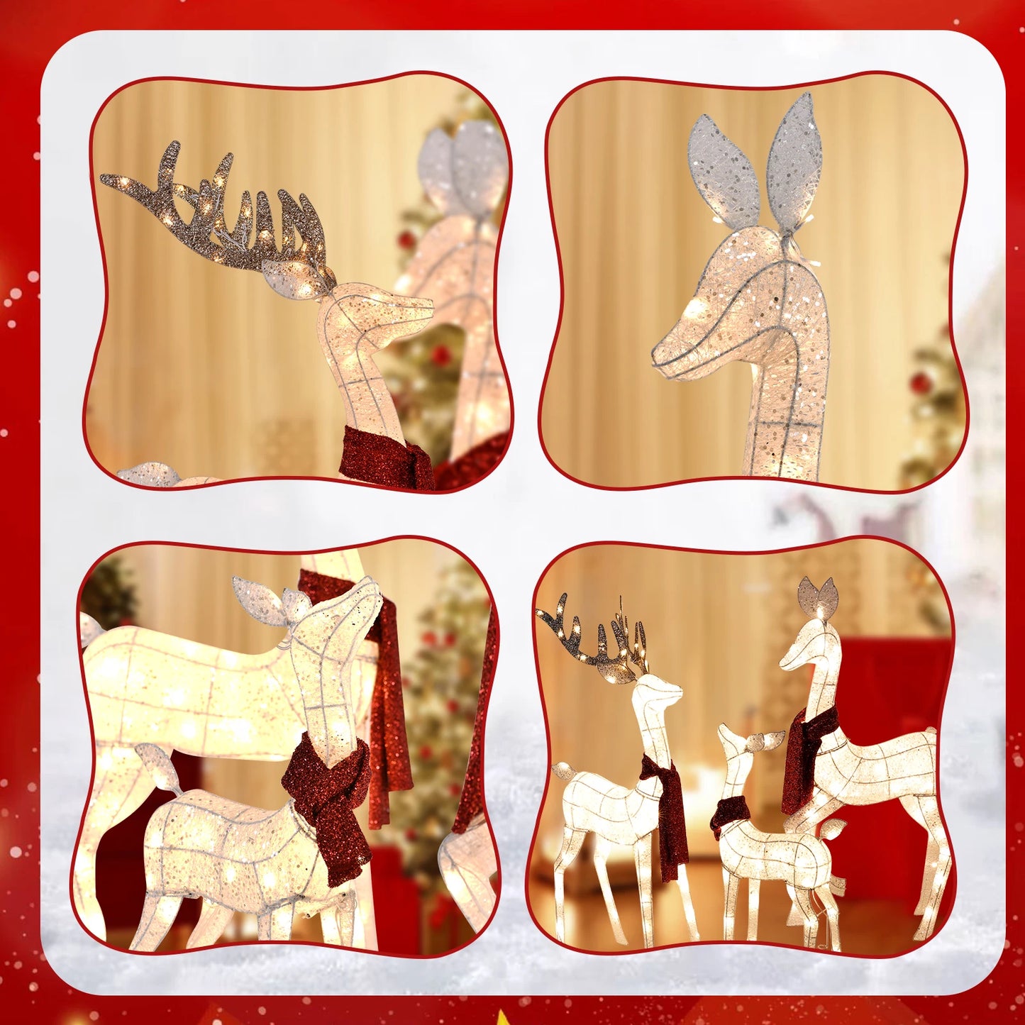 Lighted Christmas Deer Family Set Outdoor Yard Decor LEDs