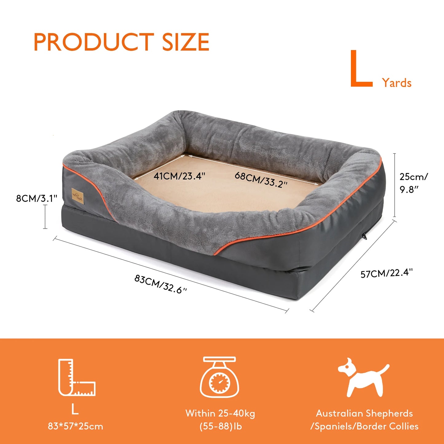 Large Orthopedic Dog Bed with Waterproof Removable Cover