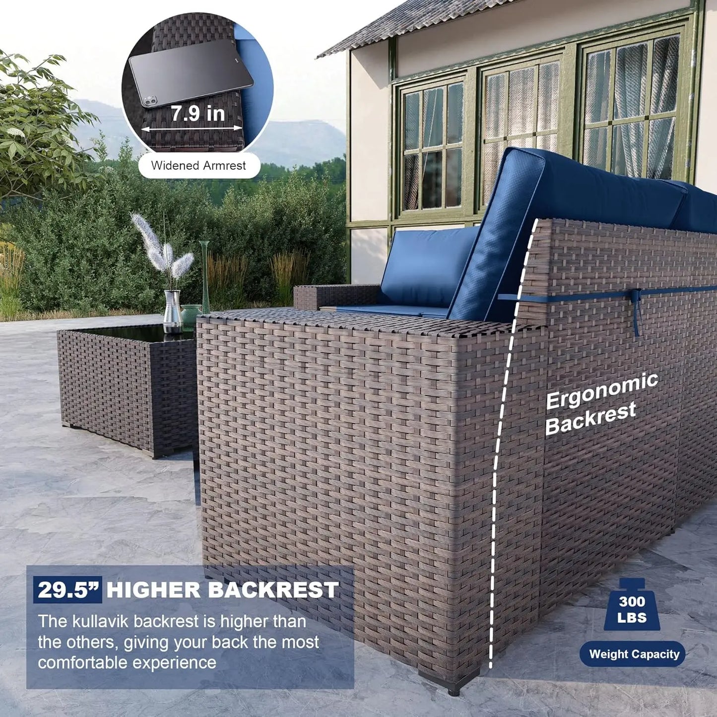 Outdoor Patio Furniture Set Sectional Rattan Sofa For Garden Comfort