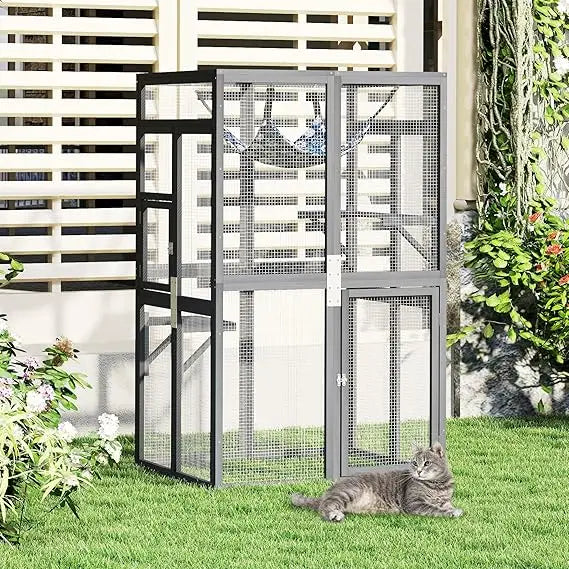 Enhanced Outdoor Cat Enclosure With Indoor Patio And Window Access