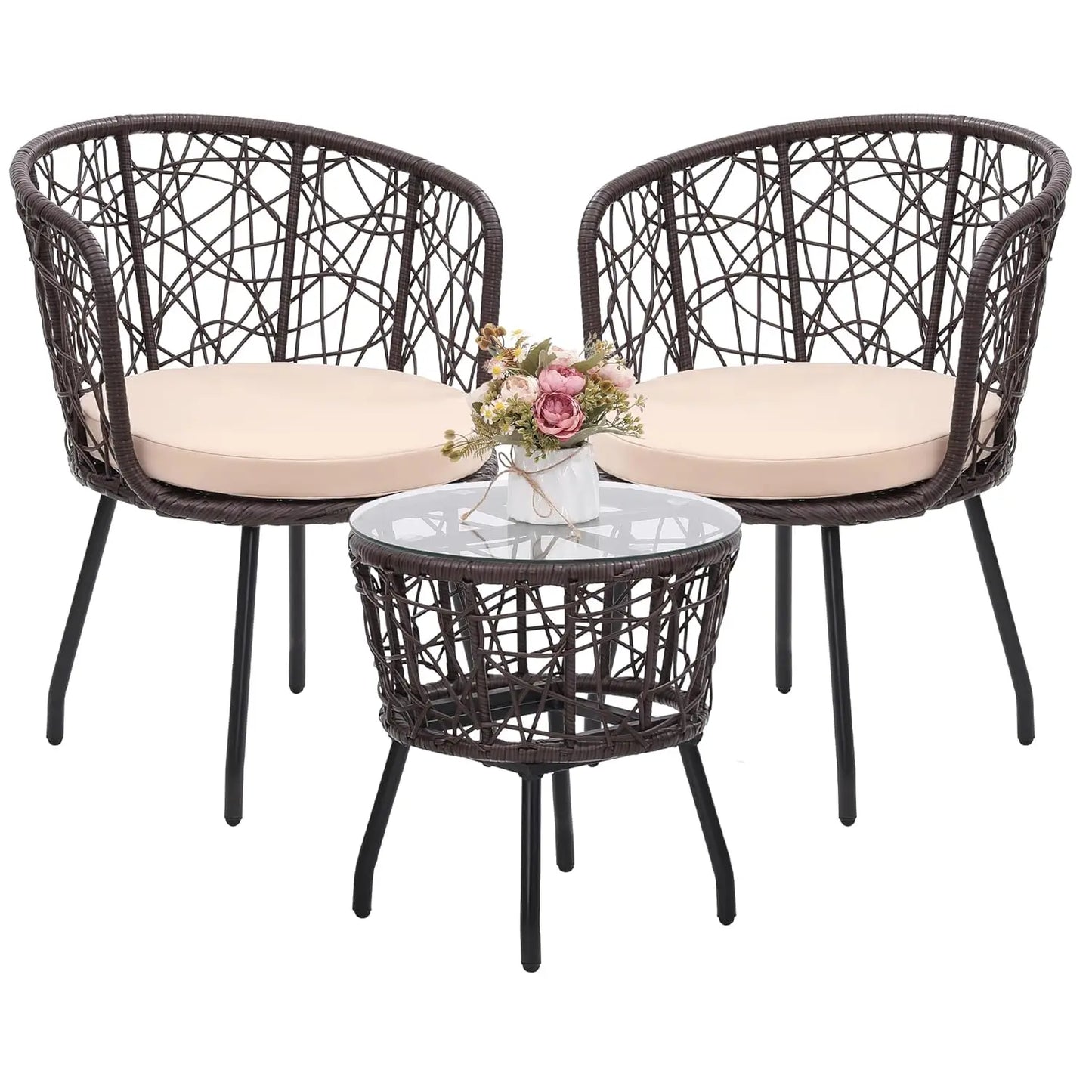 Patio Bistro Outdoor Furniture Set With Wicker Sofa And Table