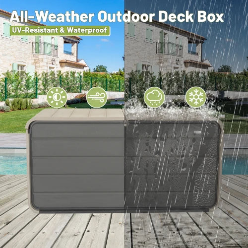 260-Gallon Terrace Storage Box with Lockable Lid, Hydraulic Lift &amp; Wheels