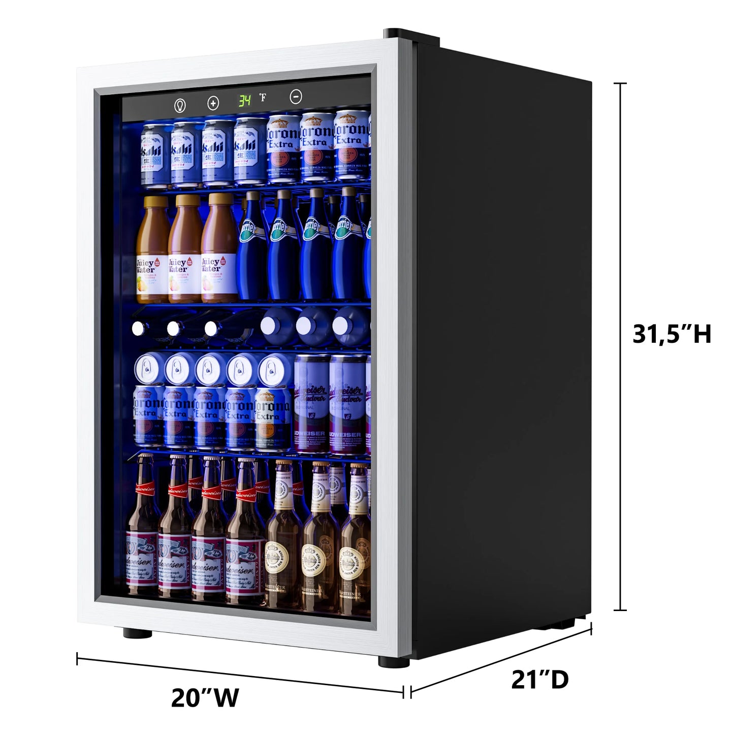 Digital Beverage Refrigerator With Adjustable Temperature For Home Bar