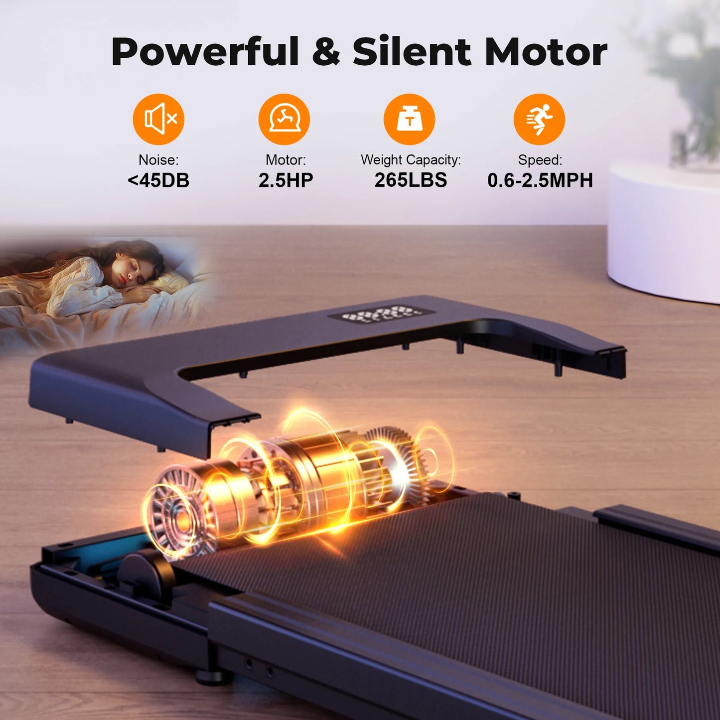 Portable Under Desk Treadmill with Remote Control for Home Office