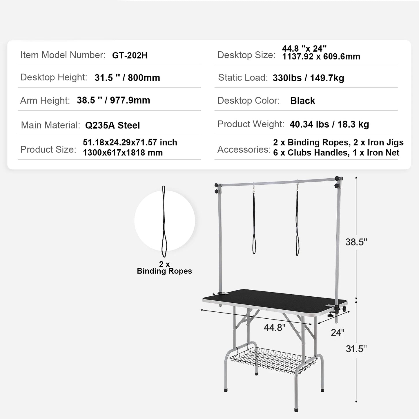 Two Arm Dog Grooming Table With Clamp And Foldable Stand
