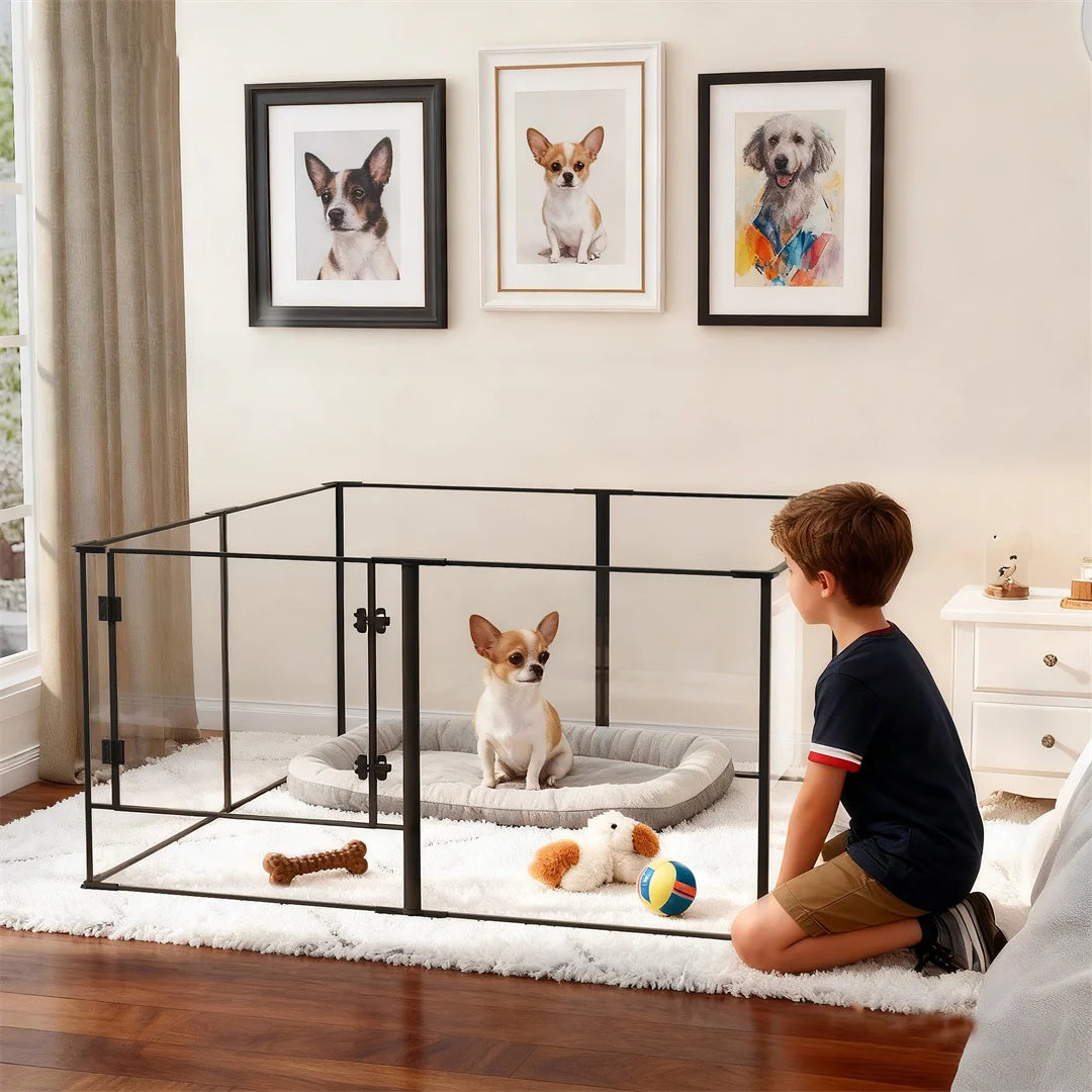 8-Panel Clear Indoor Pet Playpen – 24″ or 30″ High