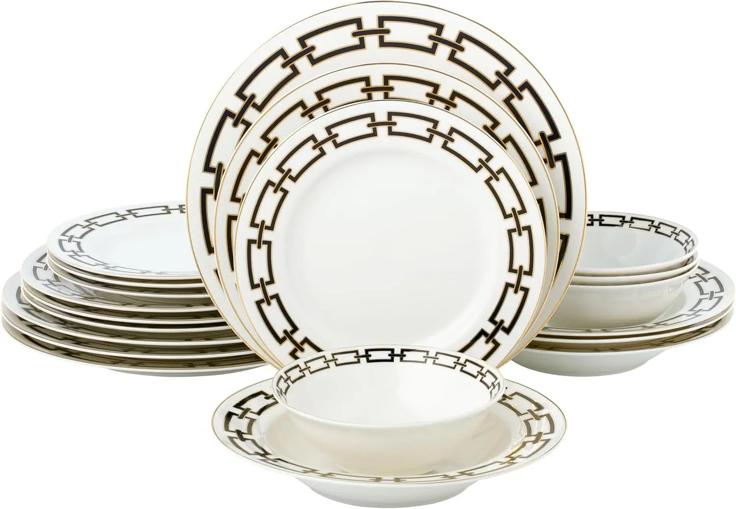 Bone China Dinnerware Set For Four With Elegant Engraved Pattern