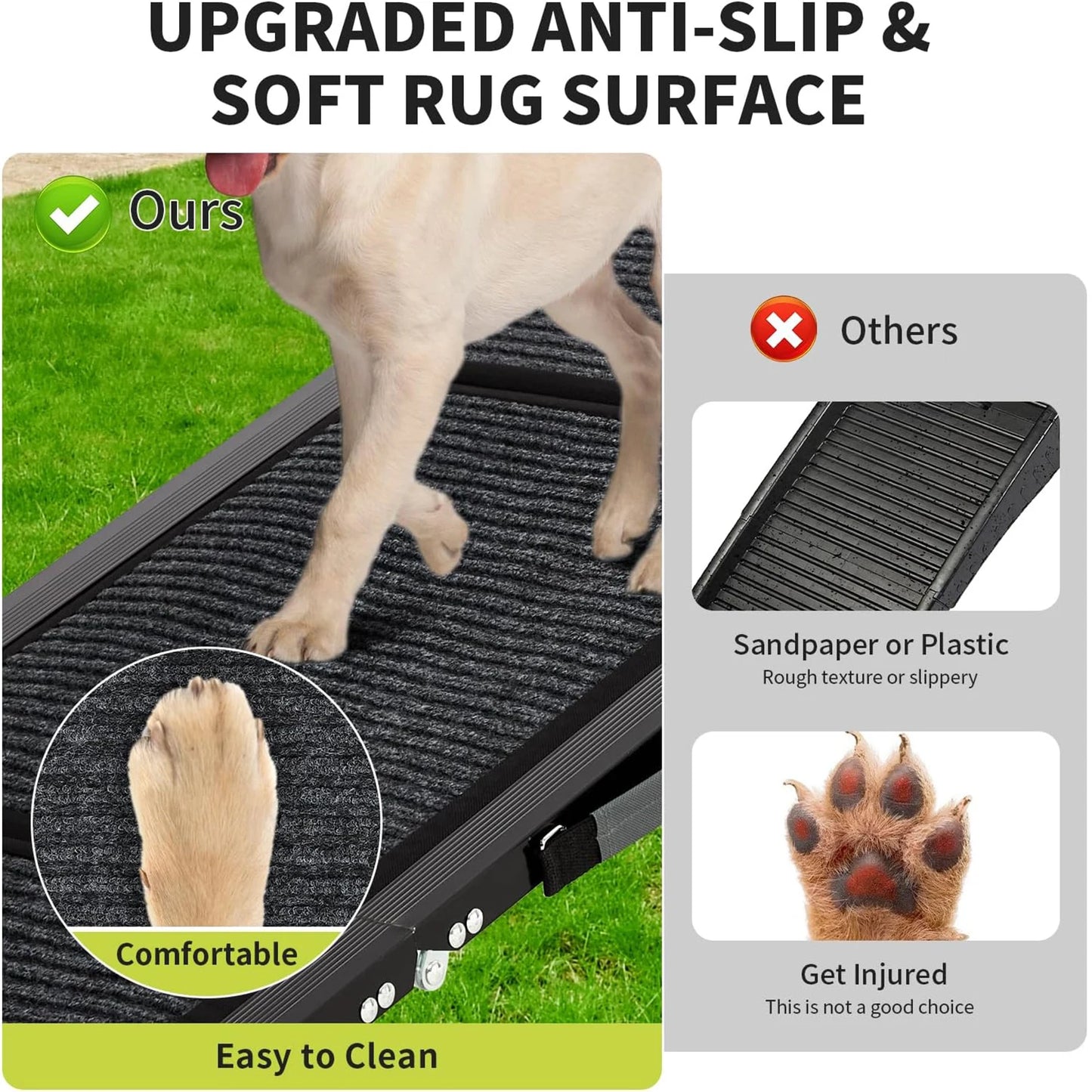 Folding Aluminum Dog Car Ramp with Non-Slip Surface – 250 lb Capacity