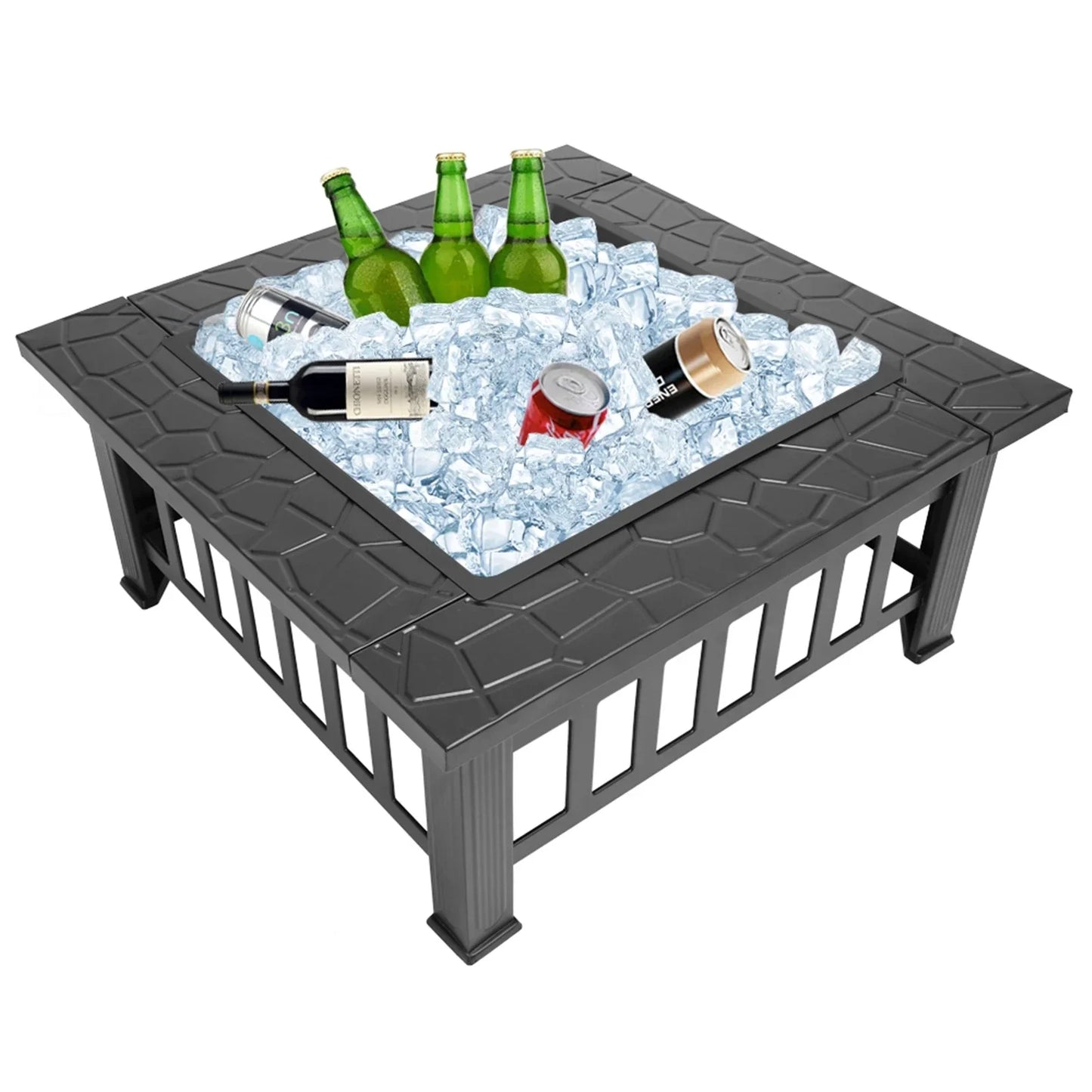 Portable Metal Fire Pit For Courtyard Patio With Accessories Kit