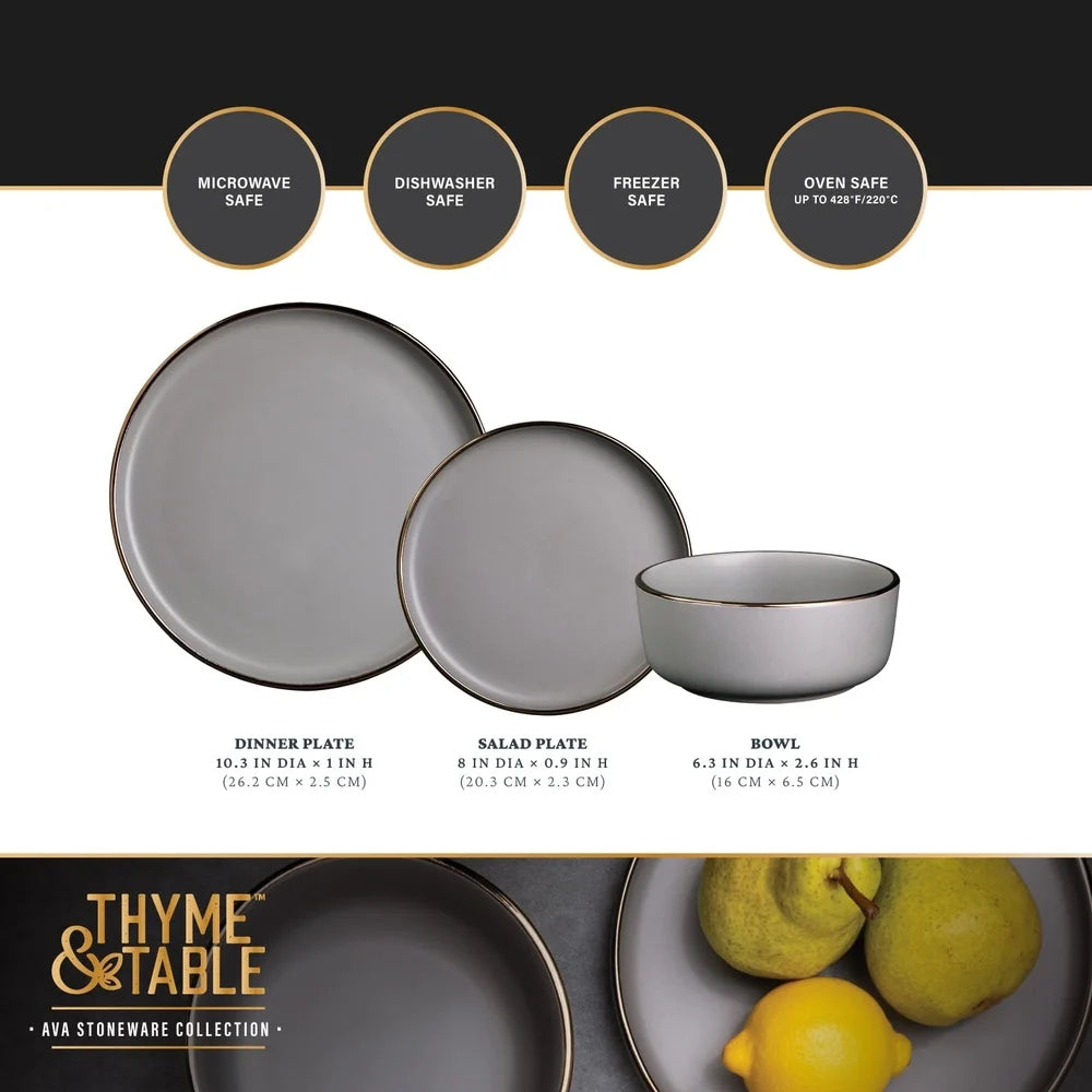 Elegant 12 Piece Stoneware Dinnerware Set for Home Dining