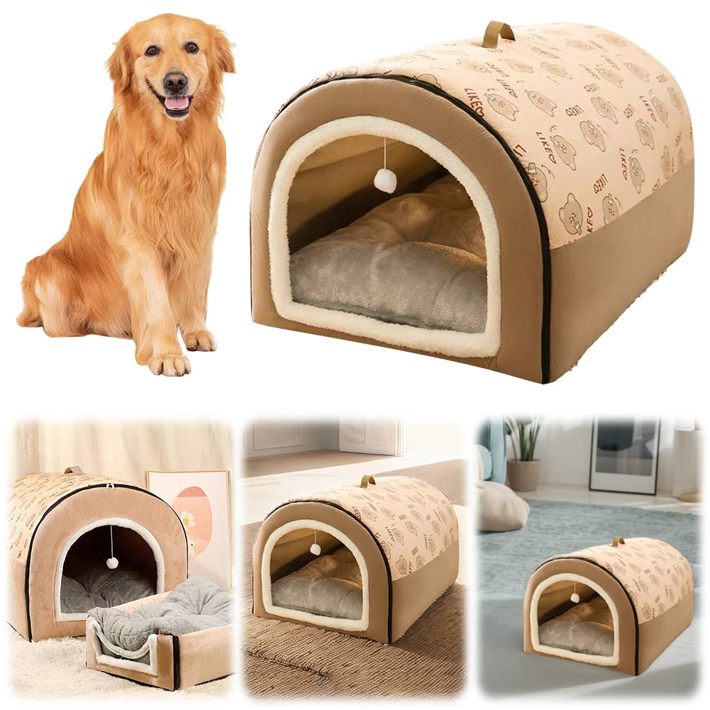 Cozy Plush Dog Nest Bed With Detachable Cover For Pets