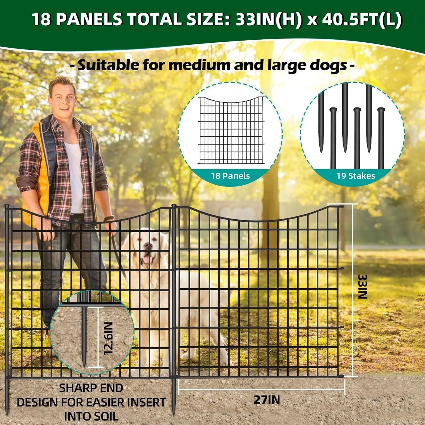 No Dig Decorative Fence With Gate Garden Animal Barrier