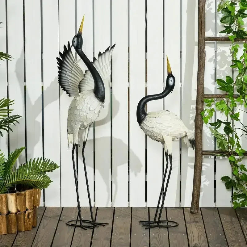 Outsunny Two Heron Garden Statues For Lawn And Yard Decor