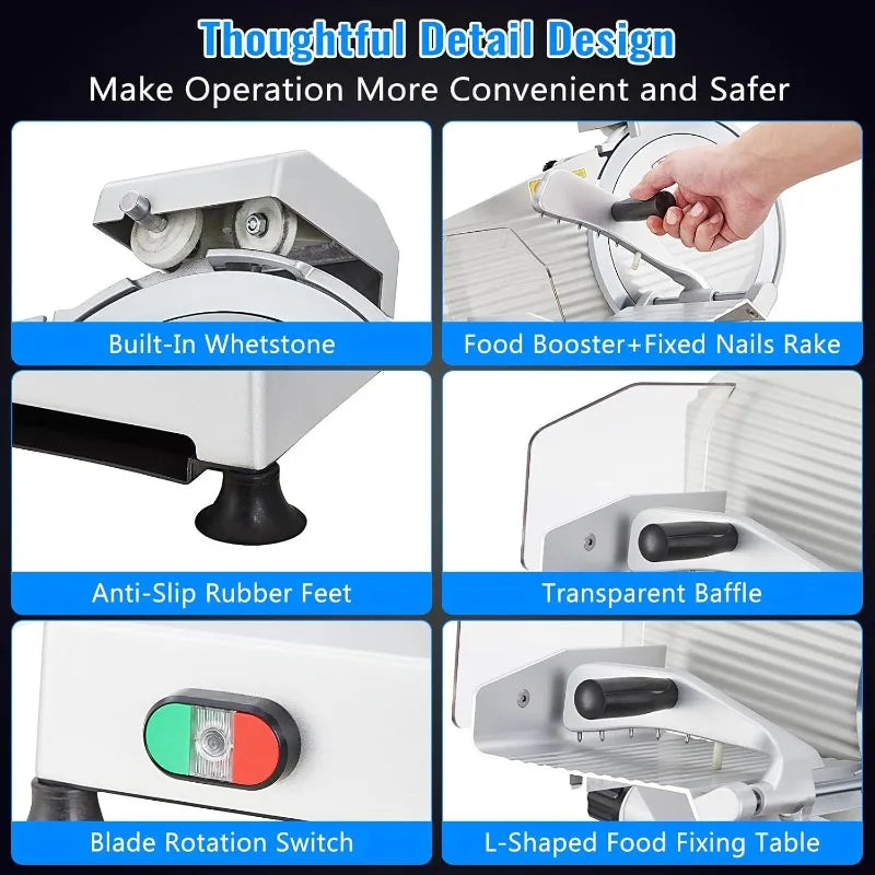 Electric Meat Slicer With Adjustable Thickness Sharp Blade