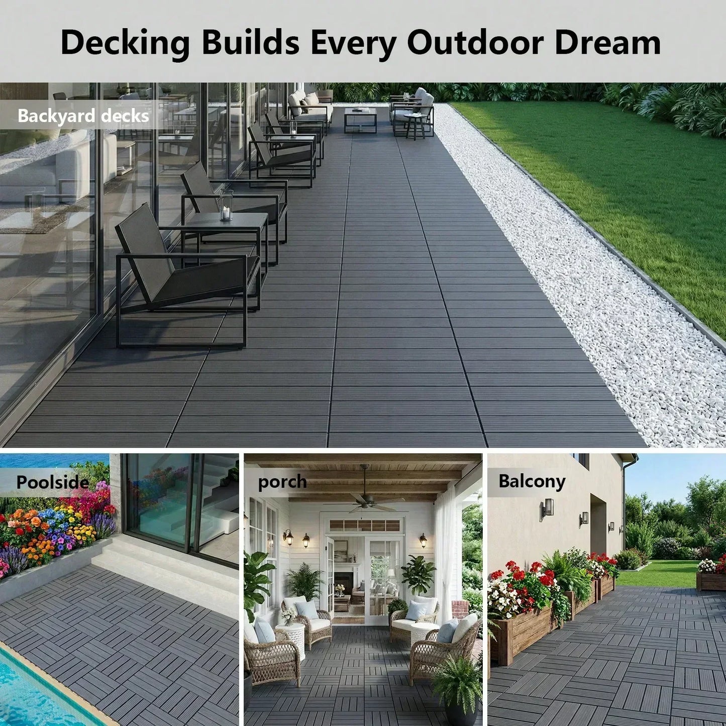 Interlocking Plastic Deck Tiles For Outdoor Patios And Balconies