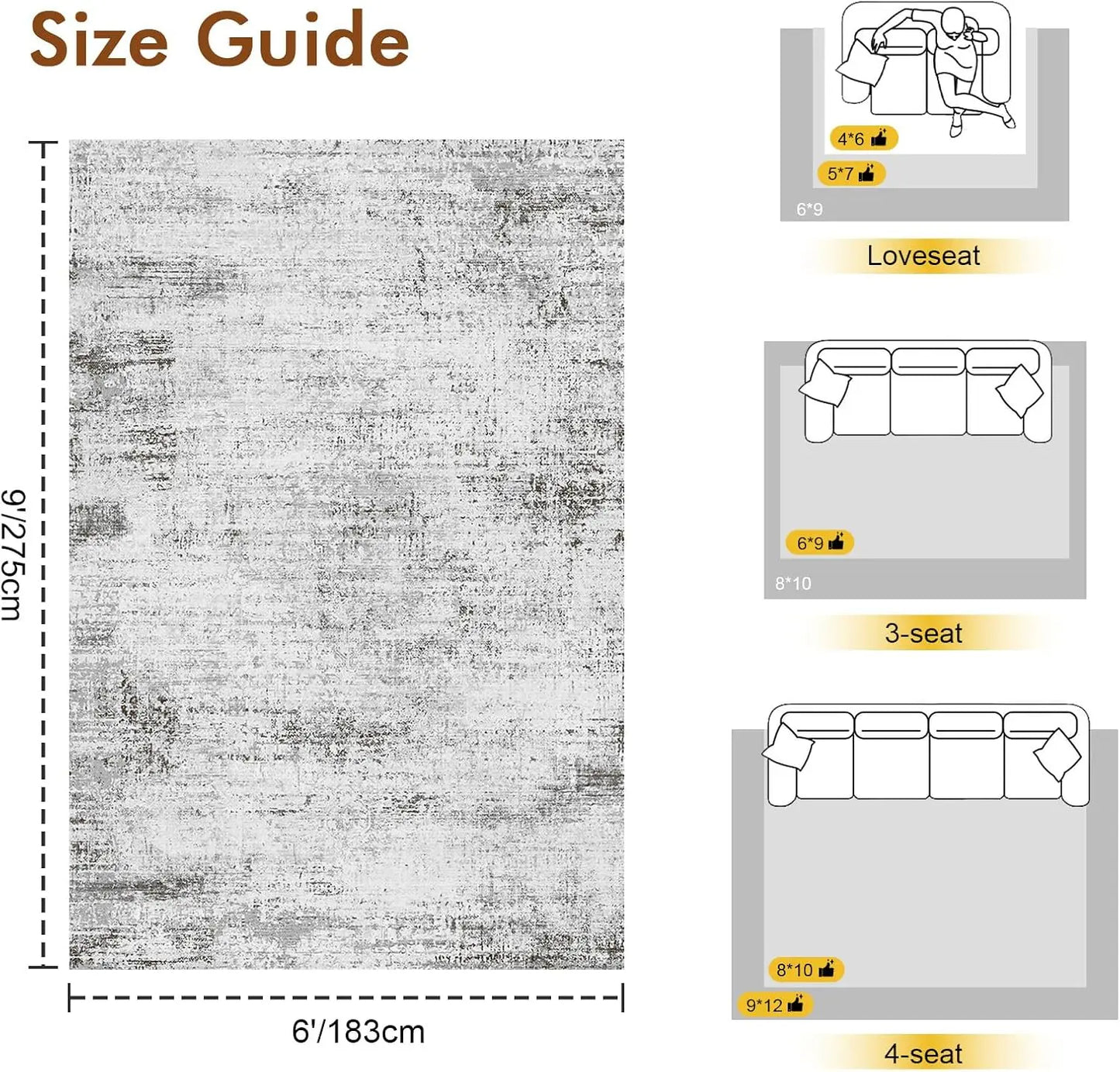 Abstract Area Rug Non Slip Washable For Living Room Decor