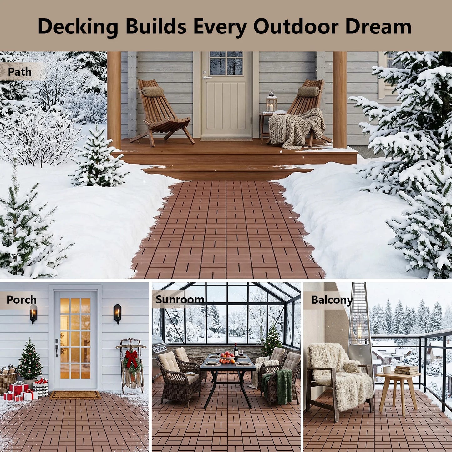 Plastic Interlocking Deck Tiles for Outdoor Patio and Poolside