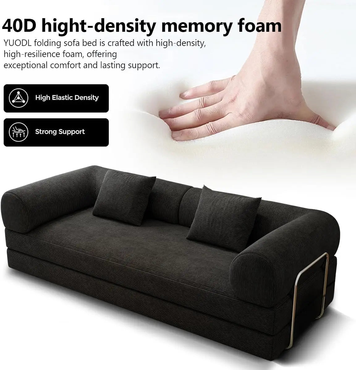 Corduroy Convertible Sofa Bed Modern Frameless Style