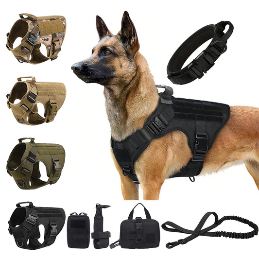 Tactical Dog Harness With Molle Pouches For Training And Walking
