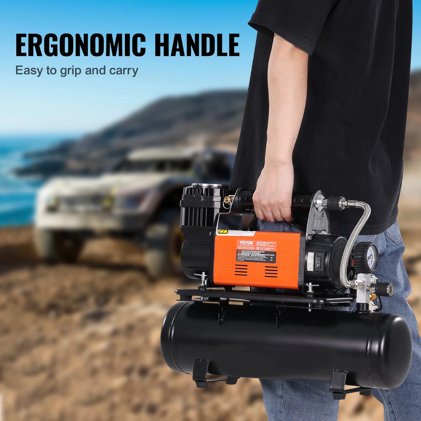 SucceBuy 12V Portable Tire Inflator Heavy Duty Air Compressor 6.35 CFM 150PSI Air Compressor Tire Inflator for Trucks Car SUV