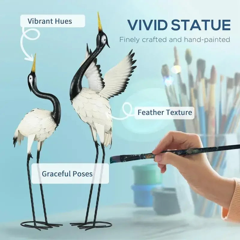 Outsunny Two Heron Garden Statues For Lawn And Yard Decor