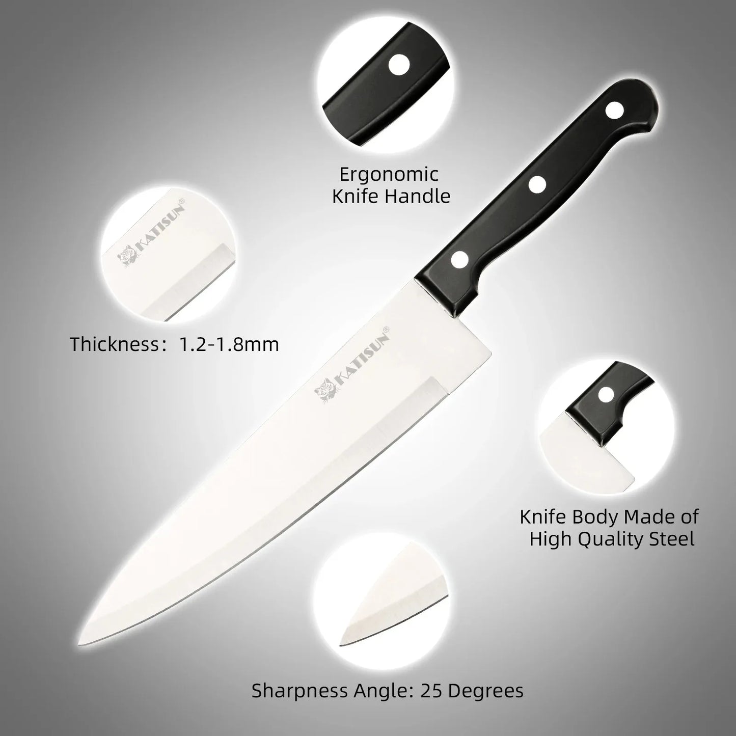 19-Piece Stainless Steel Kitchen Knife Set with Built-In Sharpener