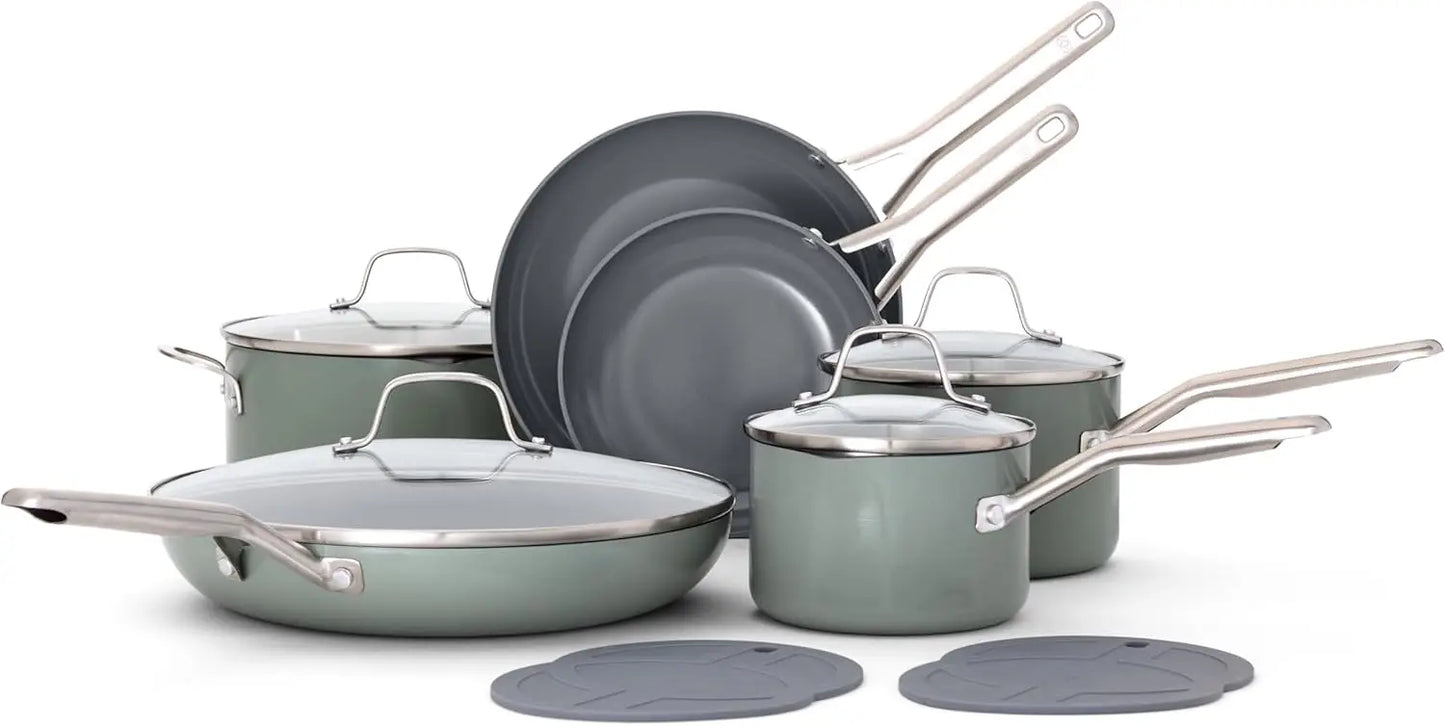 Ceramic Nonstick Cookware Set Dishwasher Safe And Oven Safe