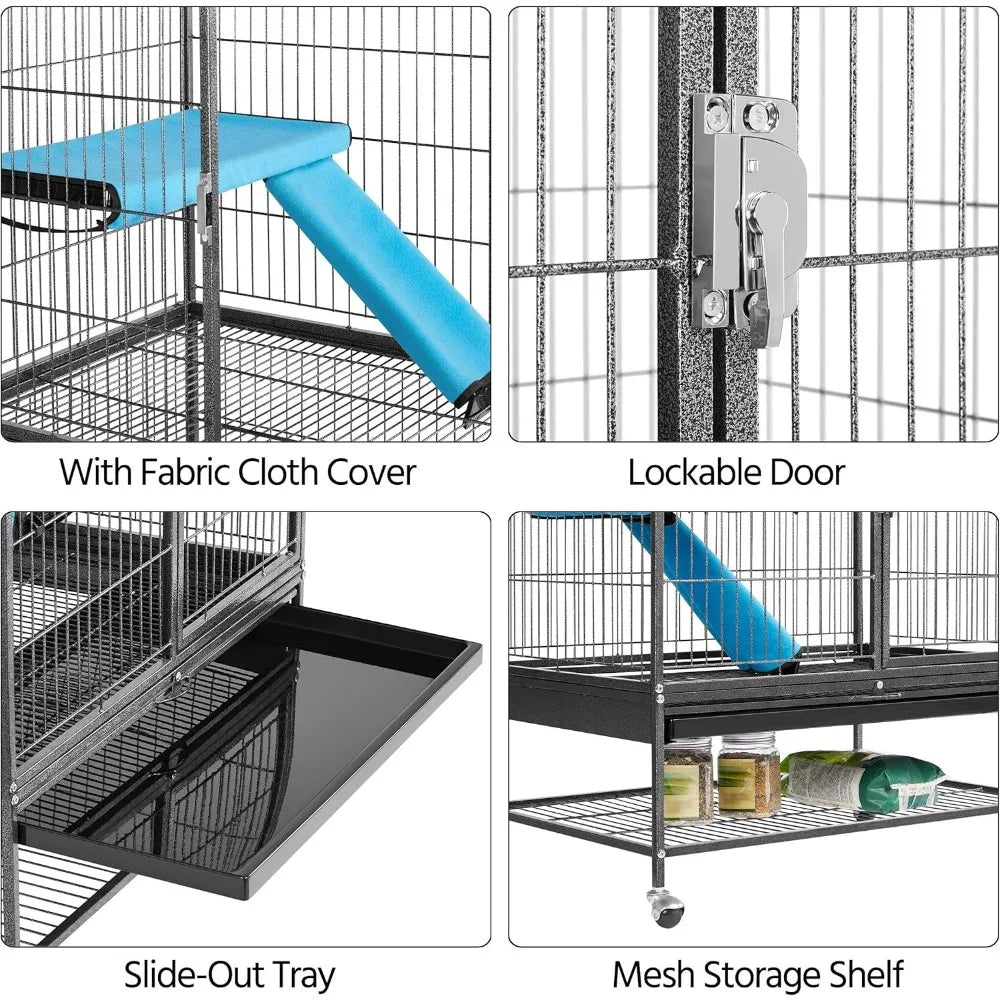 Two Story Rolling Metal Critter Cage For Small Pets