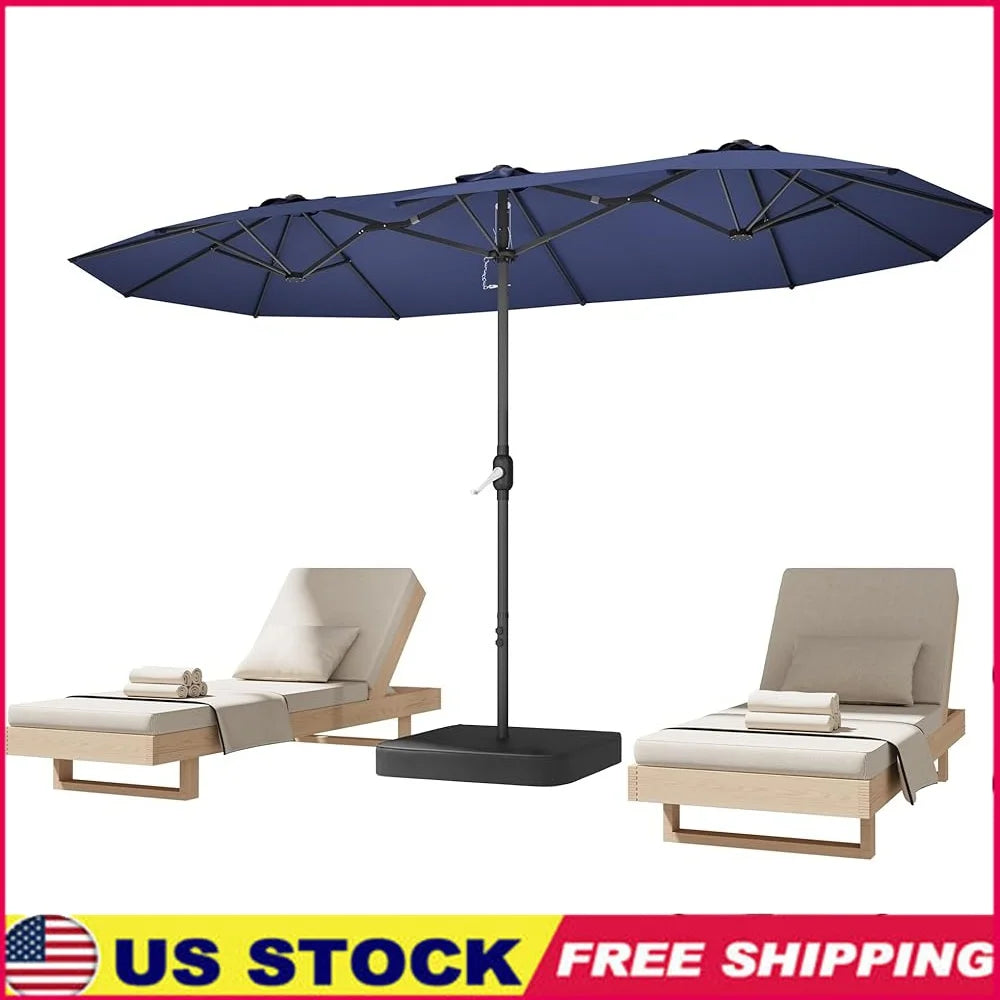 Double Sided Patio Umbrella With Base Crank Handle