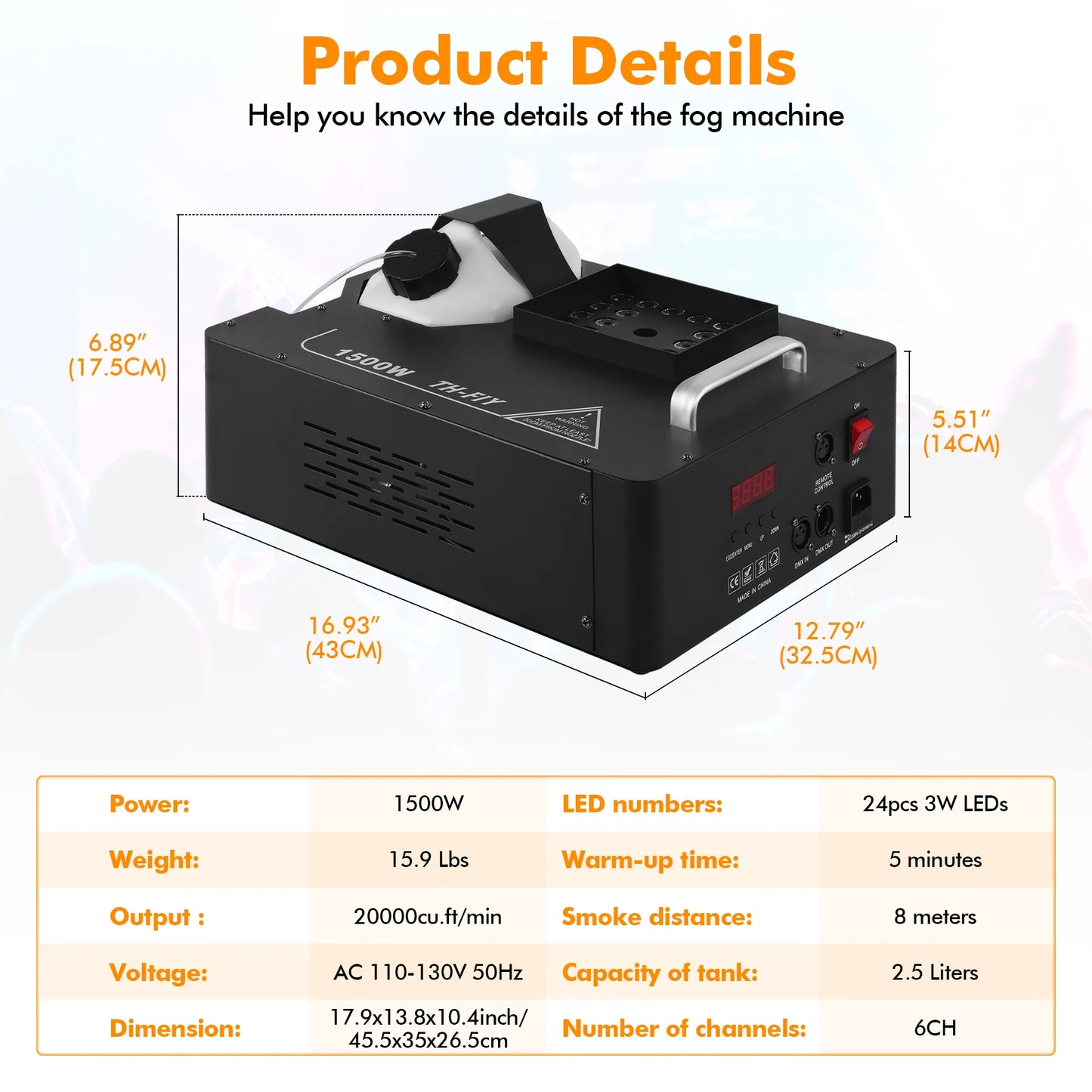 Fog Machine with LED Lights for Parties and Events