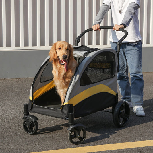 Portable Dog Stroller Four Wheel Foldable Travel Carrier