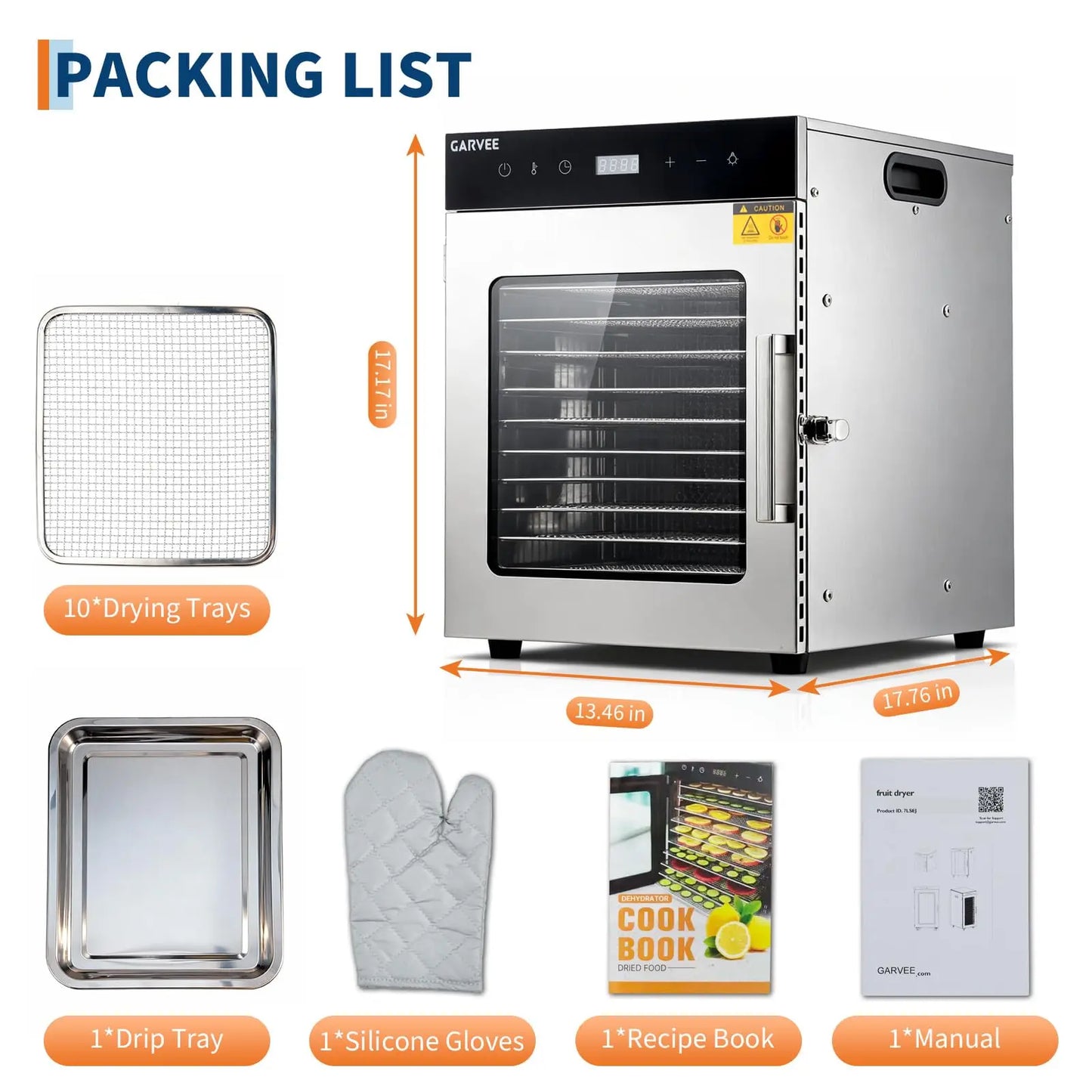 Stainless Steel Digital Food Dehydrator with 10 or 12 Trays