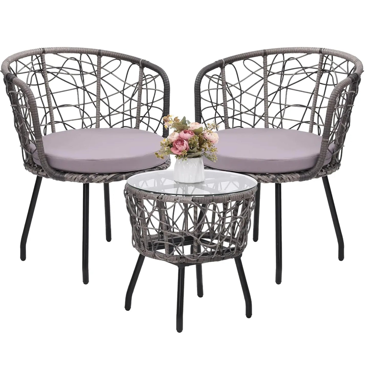 Patio Bistro Outdoor Furniture Set With Wicker Sofa And Table