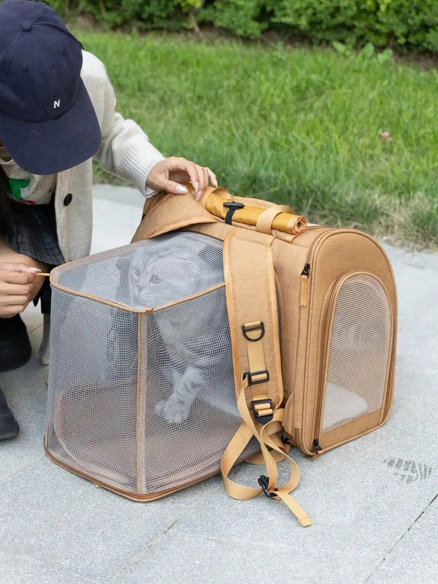 Expandable Backpack Pet Carrier for Cats & Small Dogs – Up to 15 lb